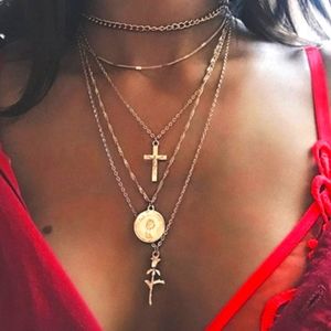 Three Pendant Layered Statement Necklace